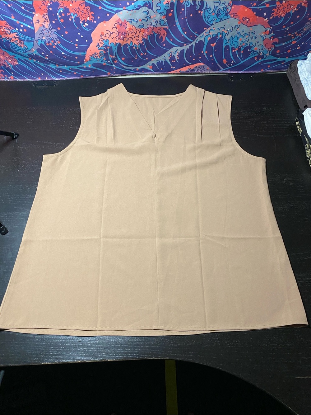 Sleeveless V-Neck Tank Top in Camel
